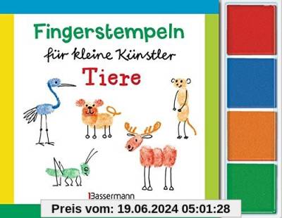 Fingerstempeln für kleine Künstler-Set - Tiere: Mit vier Fingerstempelfarben